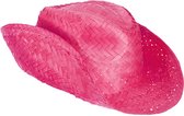 HOANG LONG - Roze stro westernhoed voor volwassenen - Hoeden > Strohoeden