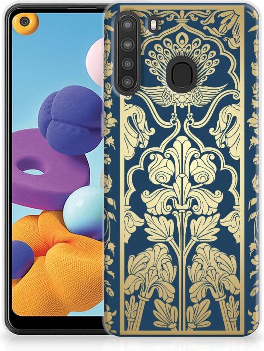 Samsung Galaxy A21 TPU Case Beige Flowers