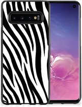 Smartphone Hoesje Geschikt voor Samsung Galaxy S10 Trendy Telefoonhoesjes met Zwarte rand Zebra