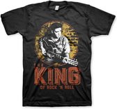 Elvis Presley Heren Tshirt -S- The King Of Rock 'n Roll Zwart