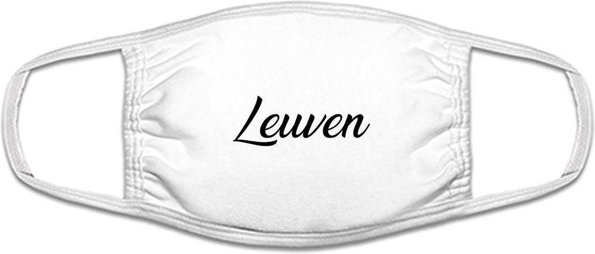 Leuven mondkapje | gezichtsmasker | bescherming | bedrukt | logo | Wit mondmasker van katoen, uitwasbaar & herbruikbaar. Geschikt voor OV