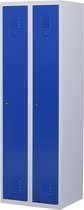 Lockerkast metaal met slot | Stalen lockerkast | Locker 2 deurs 2 delig | Grijs/blauw | 180x60x50 cm | LKP-1002