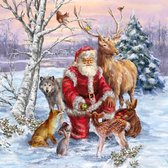 Diamond Painting Aardige kerstman en vele dieren 60x60cm. DP Volledige bedekking - Vierkante steentjes - diamondpainting inclusief tools