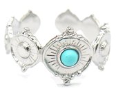 Ring avec pierre turquoise - Acier inoxydable - Taille unique - Couleur argentée - Dielay