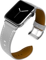 Leren bandje Apple Watch Grijs met zilverkleurige gesp 42mm - 44mm Watchbands-shop.nl