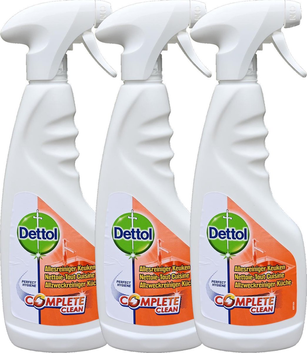 slepen opraken Ruwe olie Dettol spray keuken reiniger - 100% hygiene - 3 stuks | bol.com