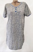 Dames nachthemd korte mouw met print L 40-42 grijs/blauw