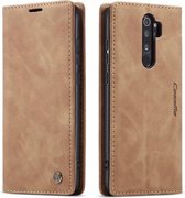 CaseMe - Xiaomi Redmi Note 8 Pro hoesje - Wallet Book Case - Magneetsluiting - Licht Bruin