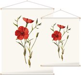 Linum Grandiflorum (Crimson Flax White) - Foto op Textielposter - 45 x 60 cm