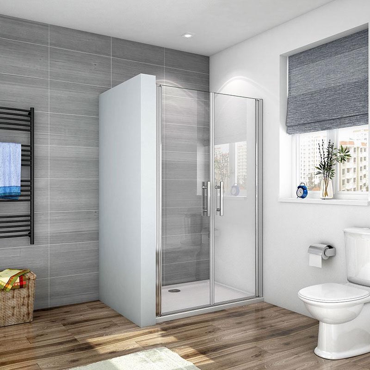 Douche Pendeldeur, 6mm Helder Nano Antikalk Veiligheidsglas, Hoogwaardig Glad Aluminium Profiel, 75X195cm