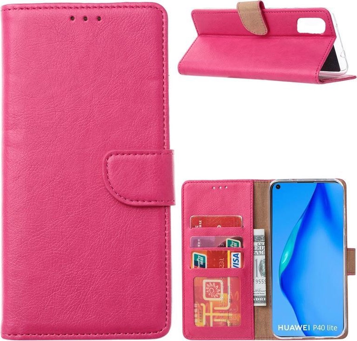 Bookcase Geschikt voor: Xiaomi REALME X50 5G - Roze - portemonee hoesje