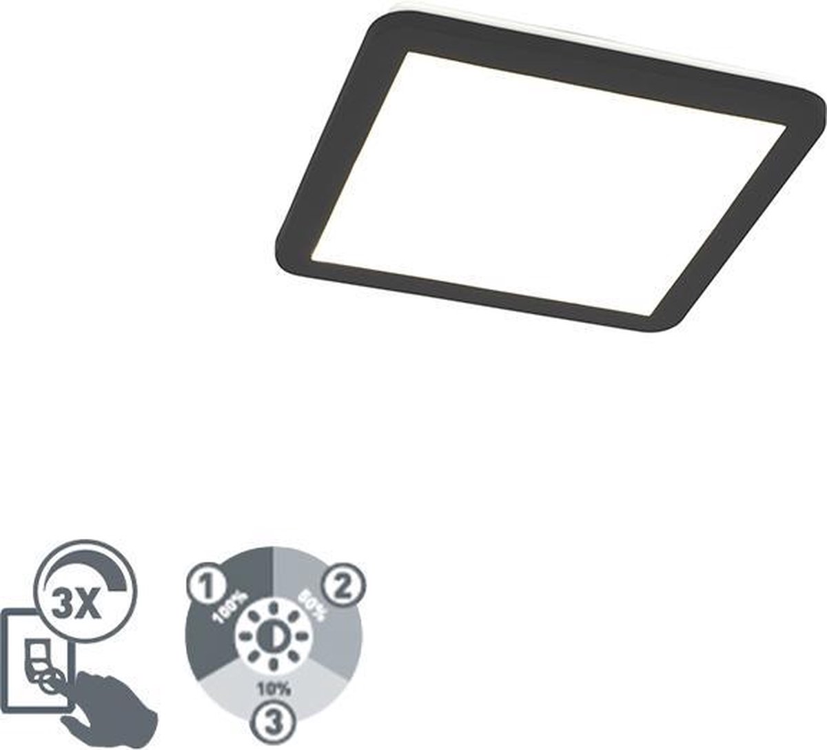 QAZQA steve - Moderne Dimbare LED Plafondlamp met Dimmer voor badkamer - 1 lichts - L 300 mm - Zwart - Woonkamer | Slaapkamer | Keuken - QAZQA