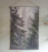 Swiet Home - Wanddoek - Bos met dennenbomen - 94 x 137 cm