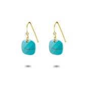 Twice As Nice Oorbellen in goudkleurig edelstaal, turquoise vierkant