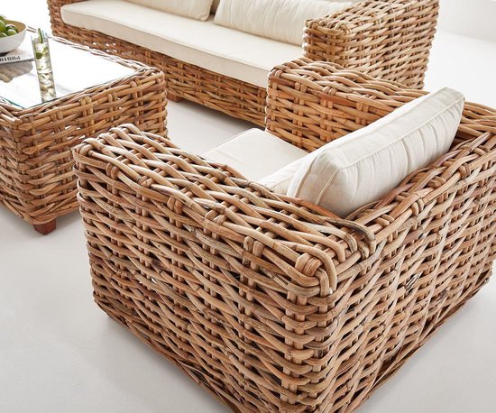 Bestrating Duplicatie Bekentenis Outdoor-Set Florence rotan natuur loungeset | bol.com