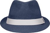 Street style trilby hoedje navy en wit S/m (56 cm)