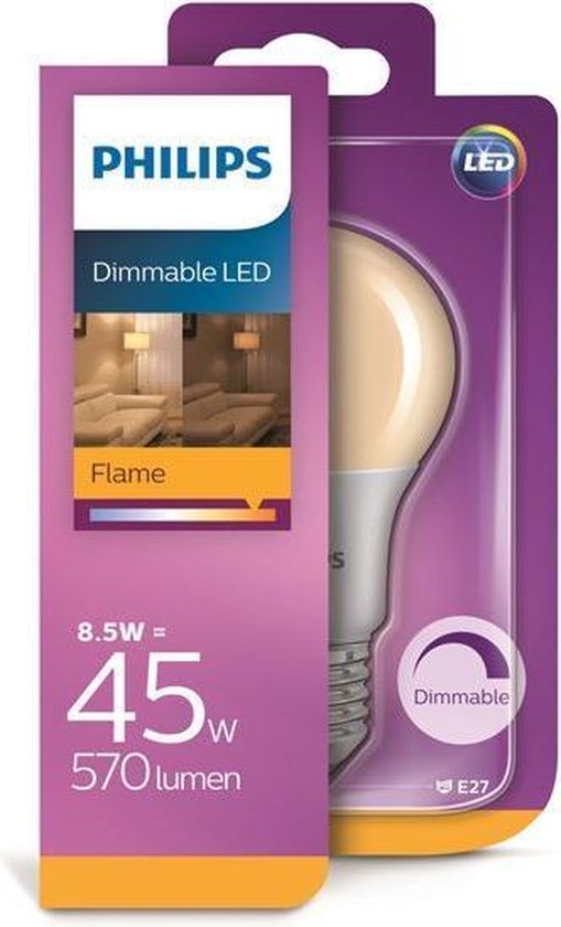 Super goed hetzelfde Regenachtig Philips 8.5W (45W) E27 Flame Dimmable Bulb (Dimmable) energy-saving lamp |  bol.com