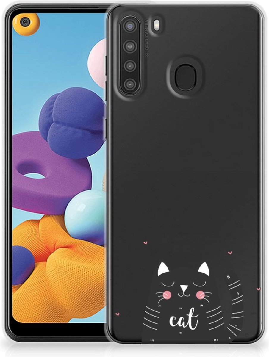 Samsung Galaxy A21 Telefoonhoesje met Naam Cat Good Day