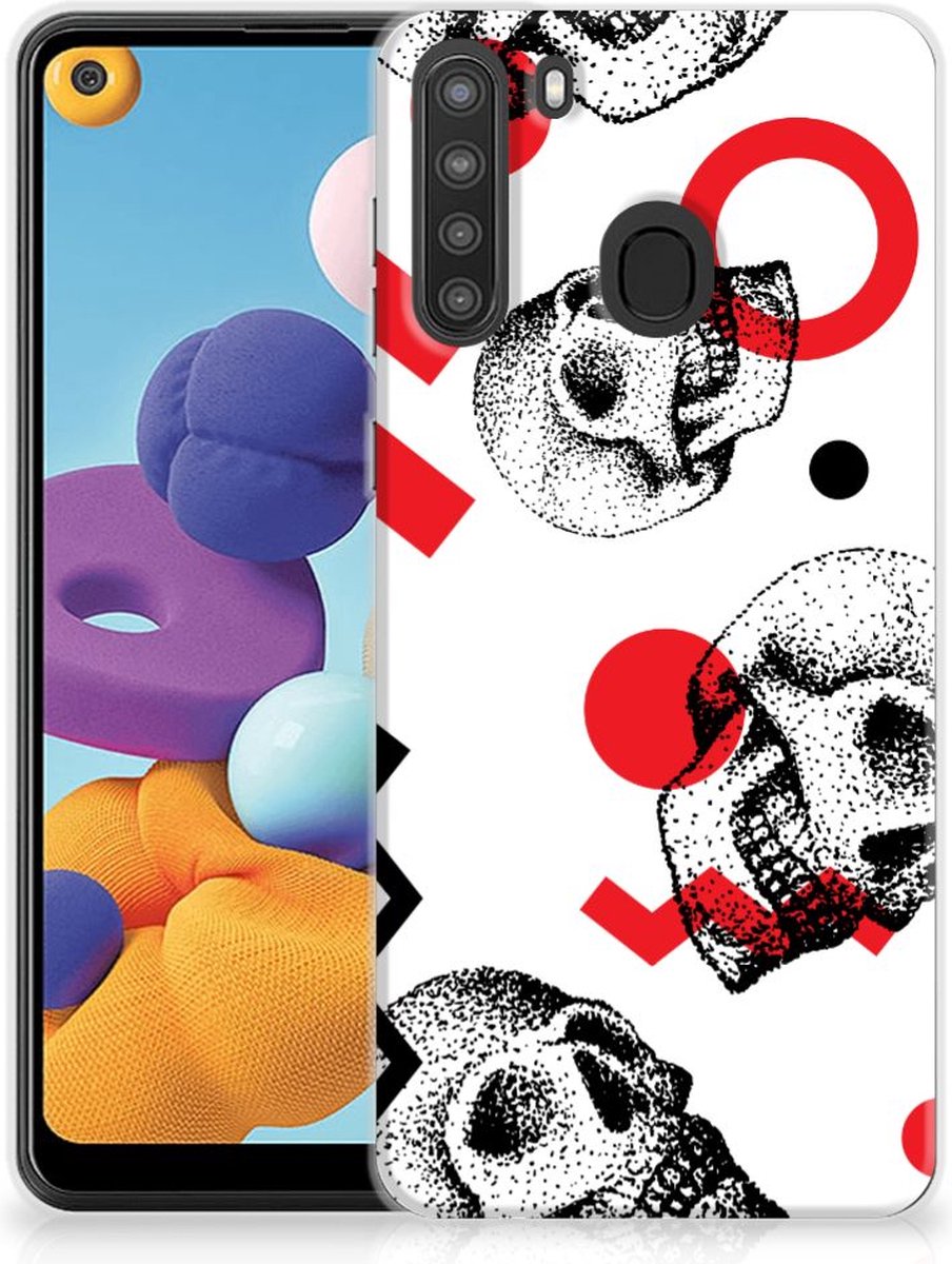 Silicone Back Case Samsung Galaxy A21 Skull Red