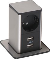 Stroom en signaal unit Pop Up-Zwart-1x multi (internationale) stroompunt | 2x USB