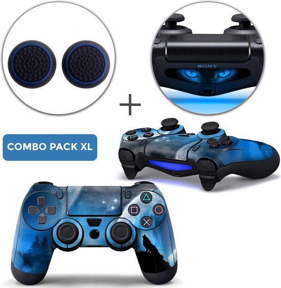 Dire Wolf Combo Pack XL – PS4 Controller Skins PlayStation Stickers + Thumb Grips + Lightbar Skin Sticker