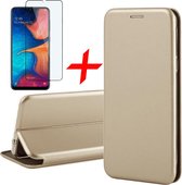 Samsung A20e Hoesje en Samsung A20e Screenprotector - Samsung Galaxy A20e Hoesje Book Case Slim Wallet Goud + Screen Protector Full - Hoesje Samsung A20e - Screenprotector Samsung