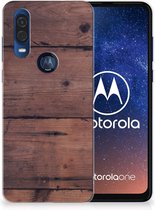 Motorola One Vision Bumper Hoesje Old Wood