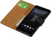 Croco Bookstyle Wallet Case Hoesjes voor Sony Xperia Z5 Premium Zwart