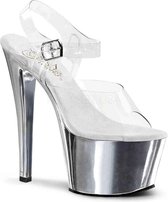 Pleaser Sandaal met enkelband, Paaldans schoenen -39 Shoes- SKY-308 Paaldans schoenen Zilverkleurig