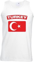 Singlet shirt/ tanktop Turkse vlag wit heren XL