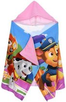 Paw Patrol badponcho badlaken strandlaken met capuchon - 130 x 60 cm - roze/blauw  - one size