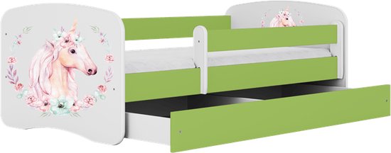 Kocot Kids - Bed babydreams groen paard met lade zonder matras 180/80 - Kinderbed - Groen