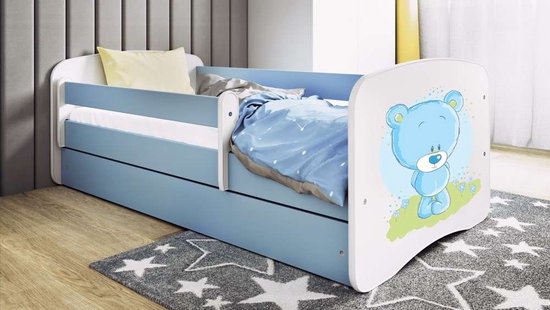 Kocot Kids - Lit babydreams bleu ours en peluche bleu avec tiroir avec  matelas 140/70... | bol