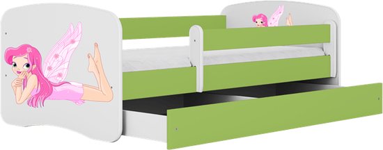 Kocot Kids - Bed babydreams groen fee met vleugels met lade zonder matras 140/70 - Kinderbed - Groen