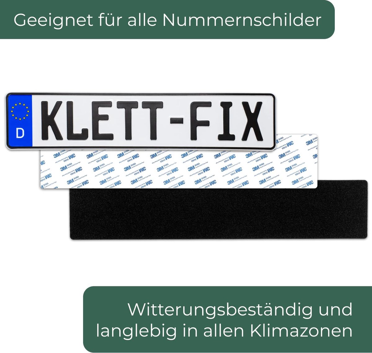 1 x Klett- Fix® support de plaque d'immatriculation voiture et moto sans  cadre 
