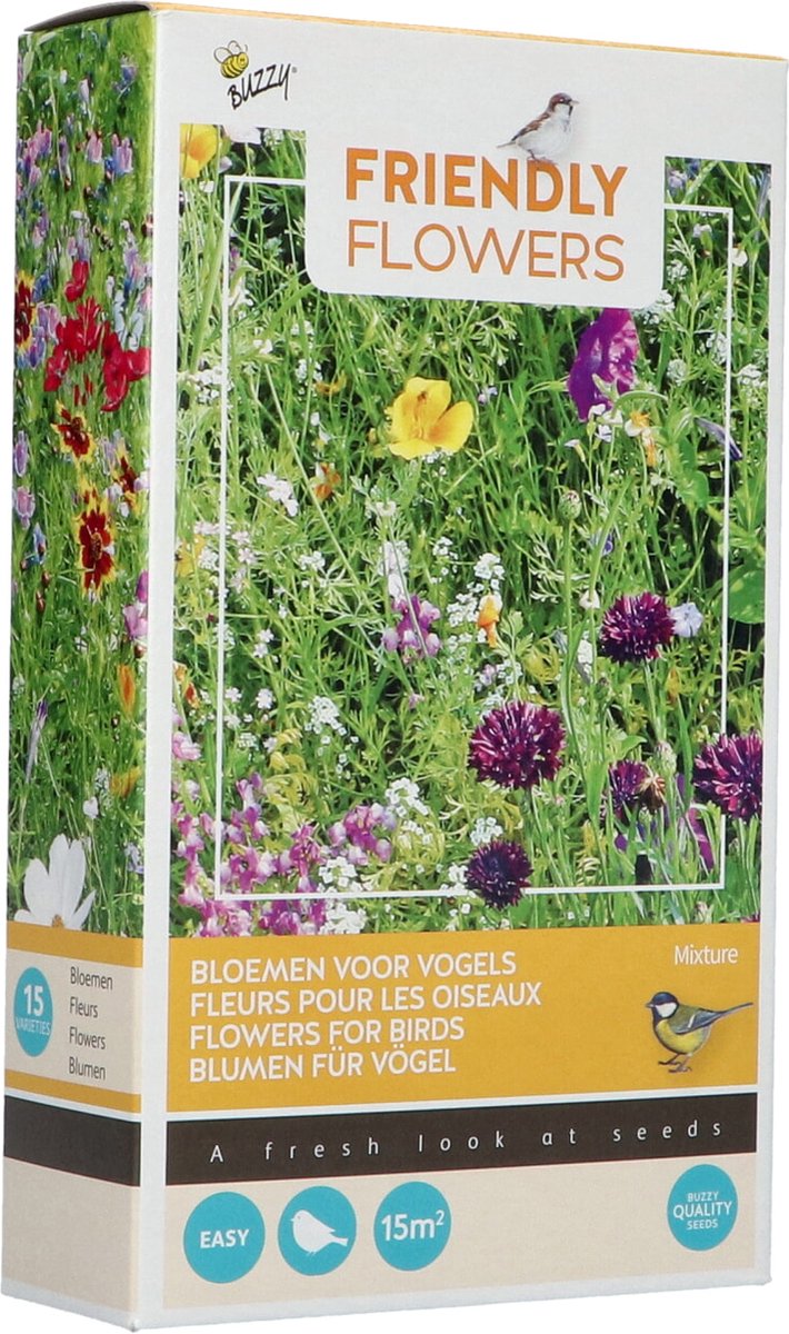 1x Bloemzaden 'Friendly flowers - vogel mengsel 15m2' - BULBi® bloembollen en planten met bloeigarantie