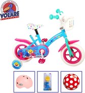 Volare Kinderfiets Baby Shark - 10 inch - Roze/Blauw - Doortrapper - Met fietshelm & accessoires