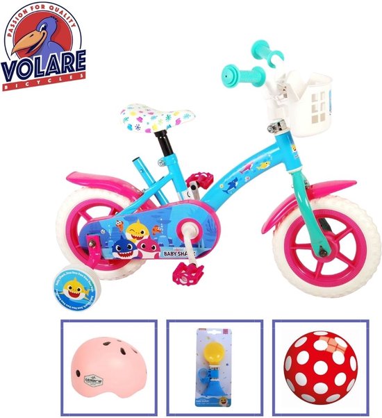 zoon Bedrijf de jouwe Volare Kinderfiets Baby Shark - 10 inch - Roze/Blauw - Doortrapper - Met  fietshelm &... | bol.com