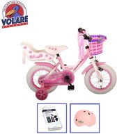 Vélo pour enfants Volare Rose - 12 pouces - Rose / Wit - Y compris casque de vélo + accessoires