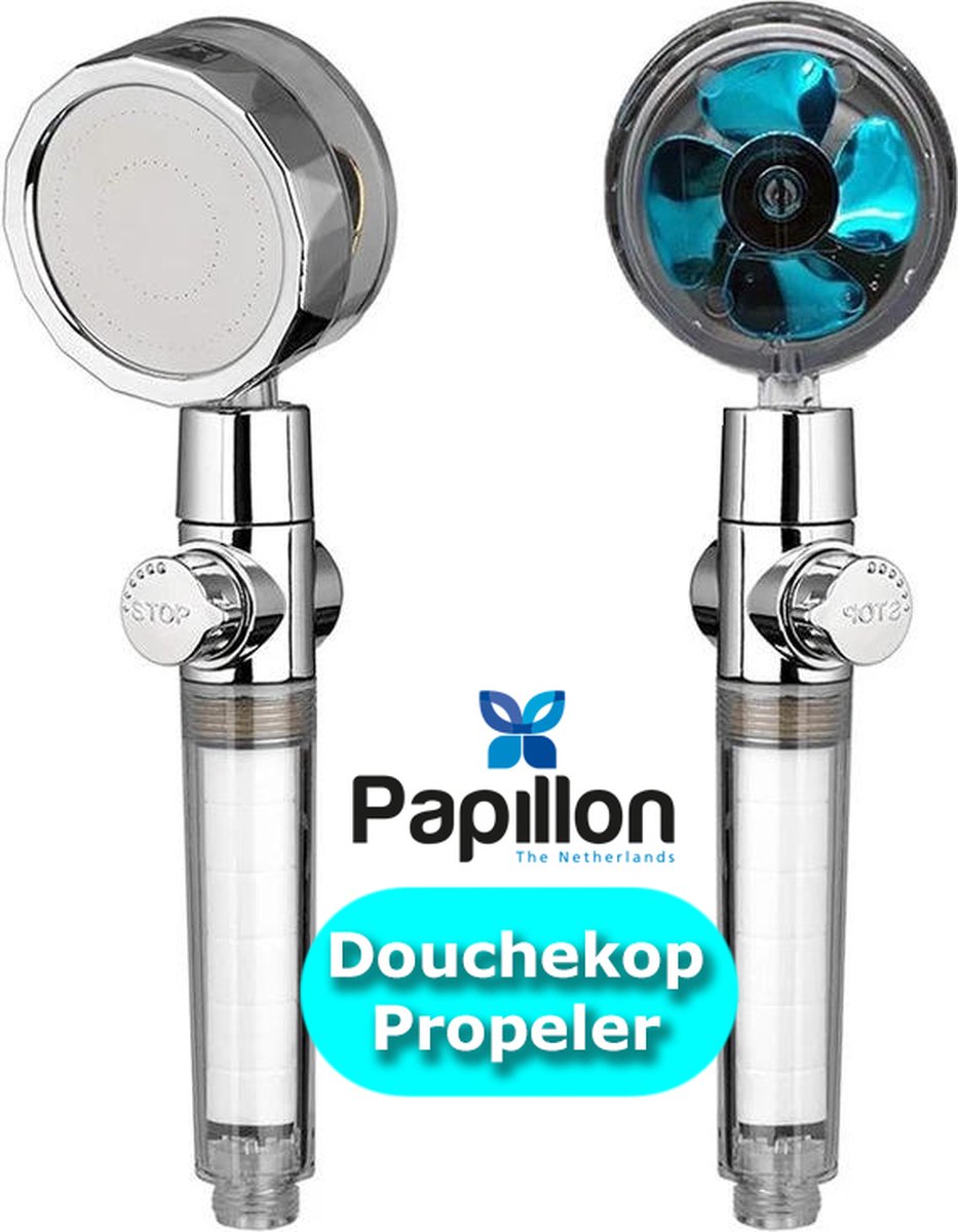Papillon Douchekop Turbo Hoge Druk Met waterfilter Blauw