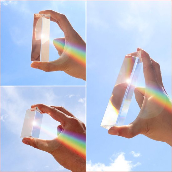 Belle Vous K9 Kristallen Driehoek Prisma’s (3pak) Fotografie Driehoekige Prisma’s Refractoren met Velours Zakje, Microvezel Doek en Gift Box - Heldere Lens Voor Licht Spectrum Fysica – Regenboog Foto - BELLE VOUS