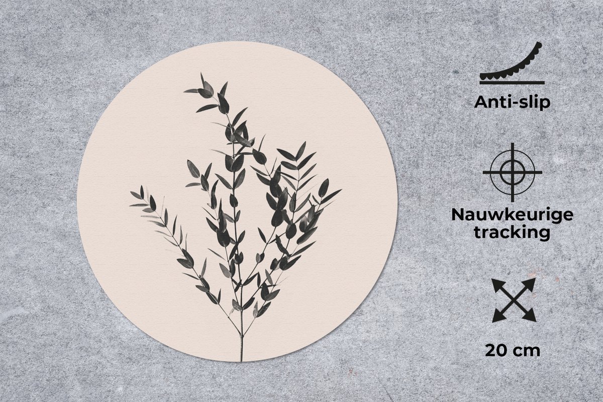 Muismat rond 20x20 cm - Mousepad Planten - Groen - Natuur - Ronde muismatten