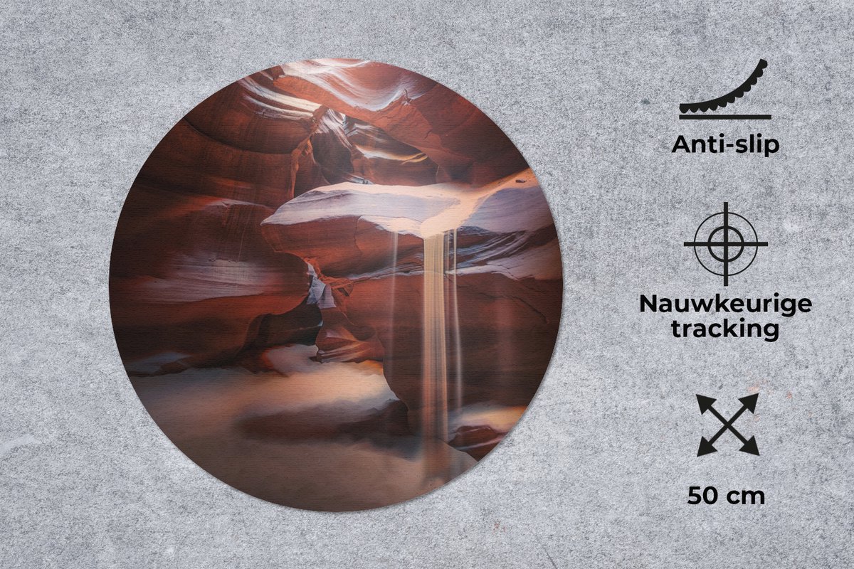 Muismat rond 50x50 cm - Mousepad Landschap - Grot - Zand - Natuur - Ronde muismatten
