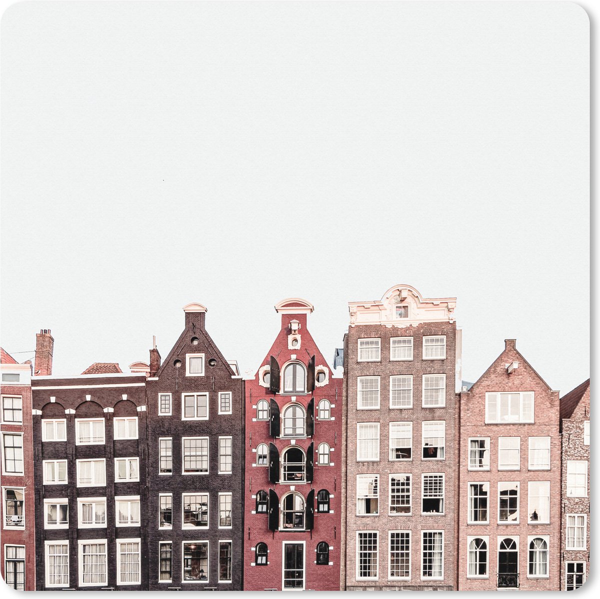 Muismat XXL 50x50 cm - Bureau onderlegger - Bureau mat Amsterdam - Architectuur - Huizen - Straat - Bureaumat - Gaming mousepad xl - Bureaulegger groot - Computer deskmat