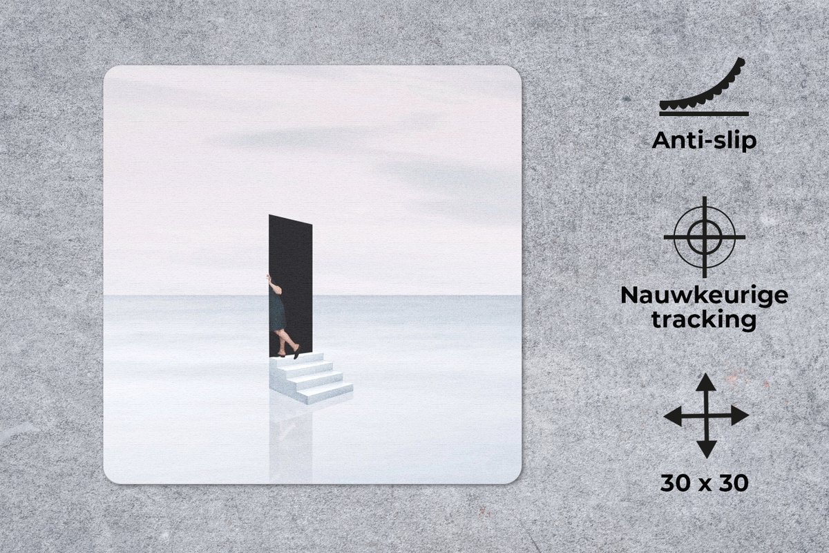 Muismat 30x30 cm - Mousepad Vrouw - Trap - Abstract - Deur - Muismatten