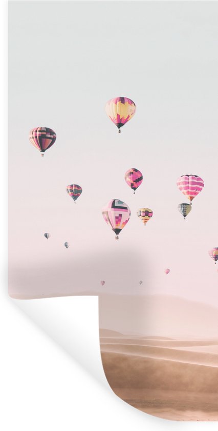 Muurstickers - Sticker Folie - Luchtballon - Woestijn - Lucht - Landschap - Natuur - 60x120 cm - Plakfolie - Muurstickers Kinderkamer - Zelfklevend Behang - Zelfklevend behangpapier - Stickerfolie