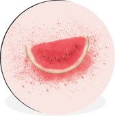 WallCircle - Wandcirkel - Muurcirkel - Watermeloen - Fruit - Pastel - Zomer - Aluminium - Dibond - ⌀ 120 cm - Binnen en Buiten XXL