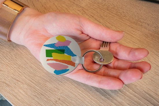 Porte-clés - Abstrait - Art - Formes - Arc-en-ciel - Plastique - Rond - Cadeaux à distribuer