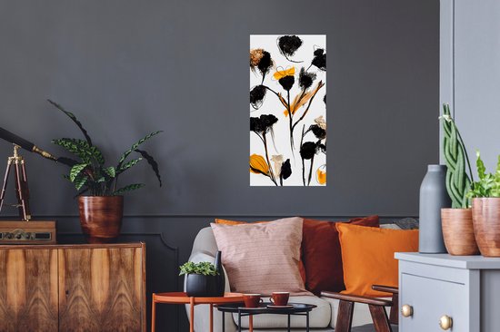 Stickers muraux - Feuille autocollante - Fleurs - Zwart - Plantes - Pastel - Jaune - 40x80 cm - Film adhésif - Stickers muraux chambre enfant - Papier peint autocollant - Papier peint autocollant - Feuille autocollante