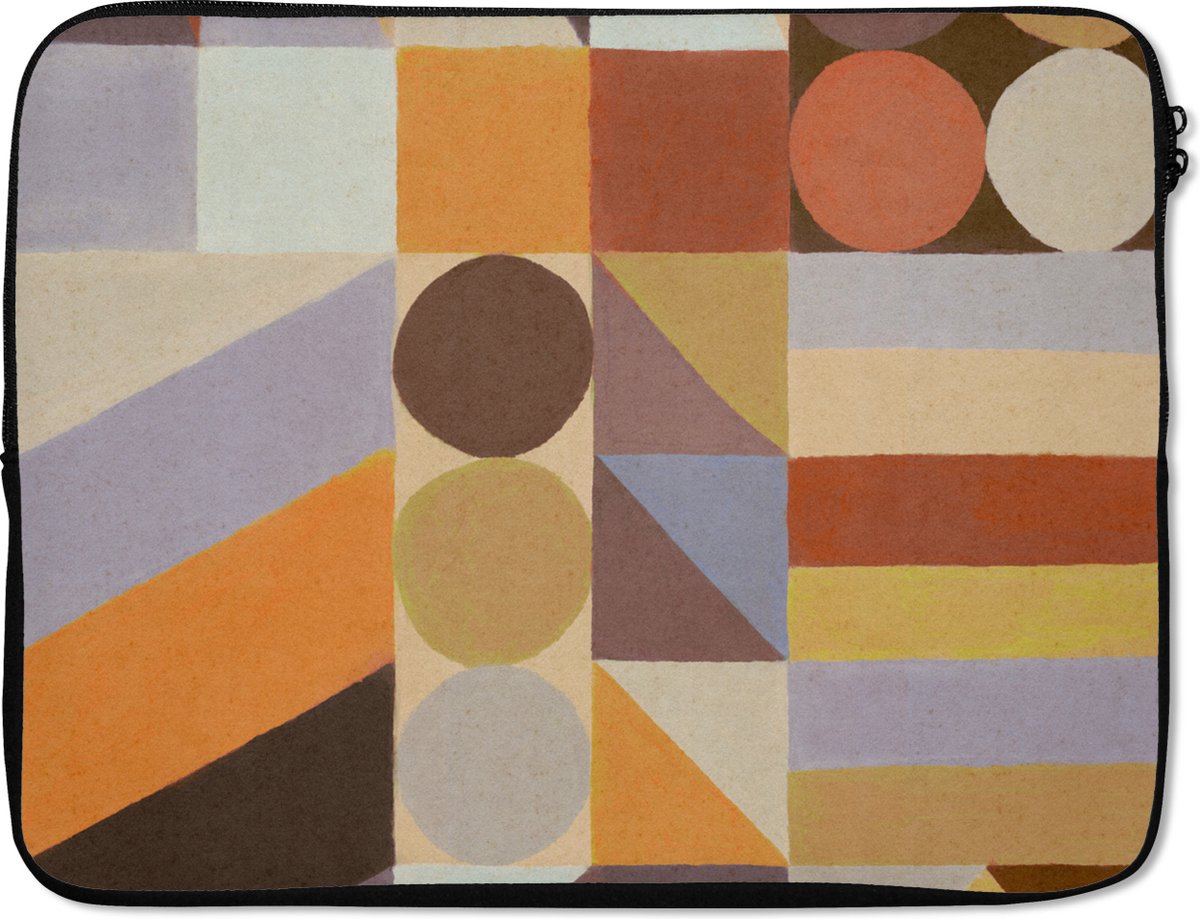 Laptophoes 15.6 inch - Geometrie - Vormen - Kleuren - Pastel - Laptop sleeve - Binnenmaat 37x26 cm - Zwarte achterkant